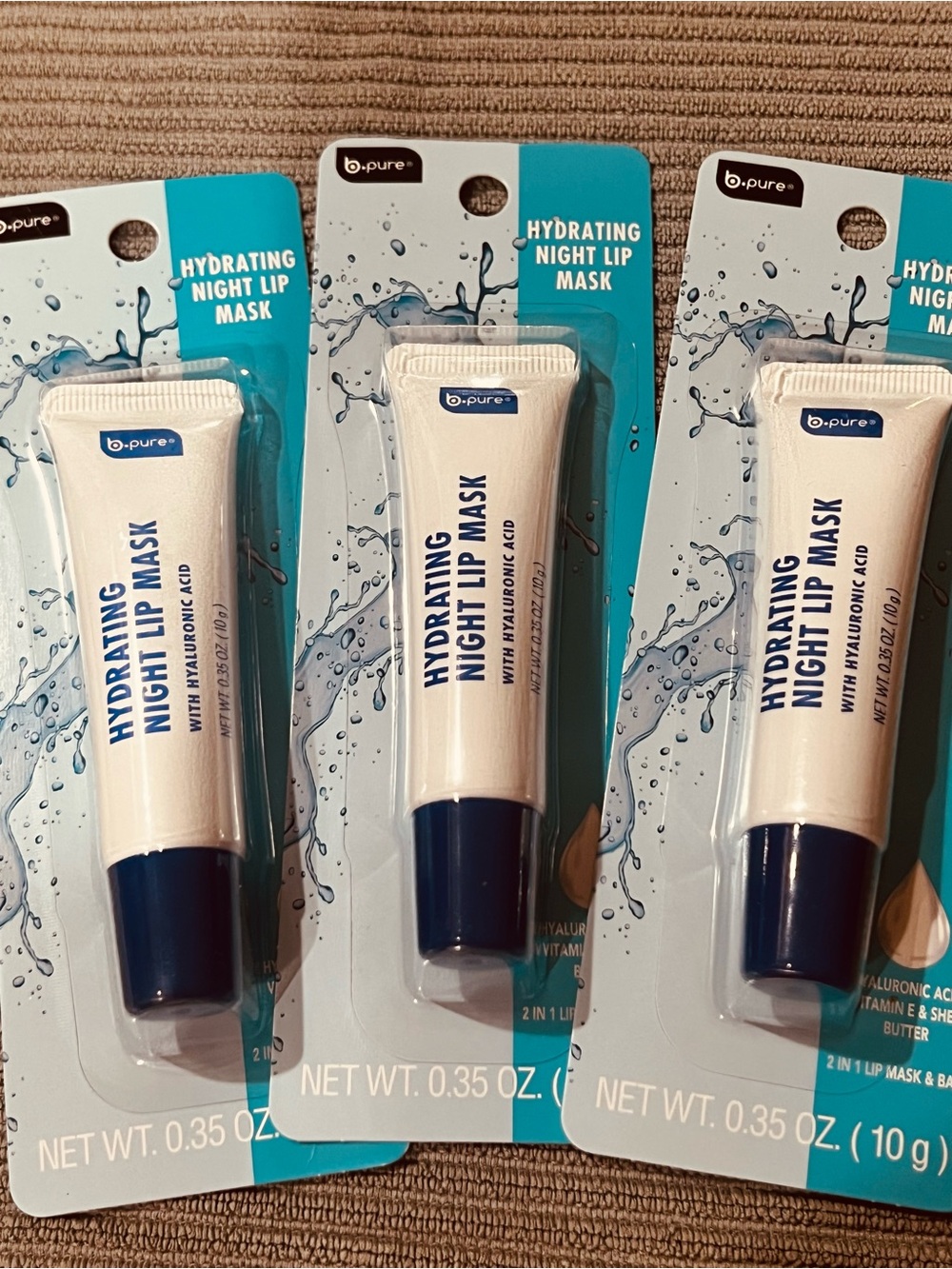 b.pure Hydrating Night Lip Mask - Blue/White - Set of 3